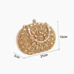 Oval Sunflower Diamond Evening Party Clutch Bag - Image 3