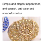 Oval Sunflower Diamond Evening Party Clutch Bag - Image 4