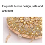 Oval Sunflower Diamond Evening Party Clutch Bag - Image 5