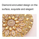 Oval Sunflower Diamond Evening Party Clutch Bag - Image 6