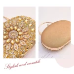 Oval Sunflower Diamond Evening Party Clutch Bag - Image 8
