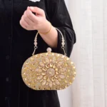 Oval Sunflower Diamond Evening Party Clutch Bag - Image 10