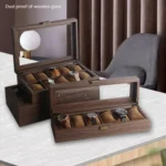 Wood Grain Leather Watch Display Box Watch Storage Case Jewelry Box - Image 8