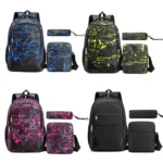Three-Piece Student Backpack Set Casual Large Capacity Outdoor Travel Backpack - Image 2