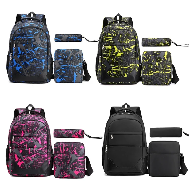 TBD06040579_B1.webp Three-Piece Student Backpack Set Casual Large Capacity Outdoor Travel Backpack - Image 2
