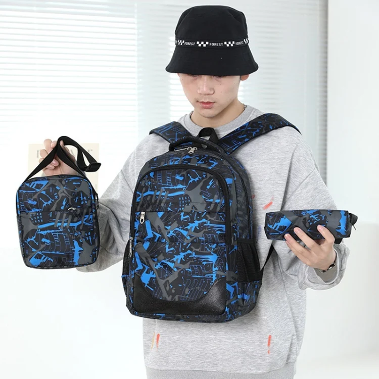 TBD06040579_B9.webp Three-Piece Student Backpack Set Casual Large Capacity Outdoor Travel Backpack - Image 10