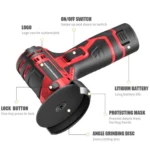 HILDA 12V 3 Inch Li-Ion Angle Grinder Home Cutting And Sanding Machine, US Plug - Image 4