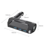 SHUNWEI SD-1920 120W PD18W+5A 3-Port USB Car Multifunctional Rotatable Fast Charger - Image 3