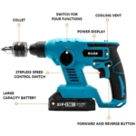 HILDA 12pcs /Set Li-Ion Power Hammer Electrical Impact Drill - Image 3