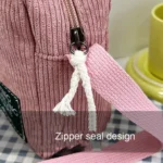 Casual Crossbody Versatile Shoulder Bag Simple Striped Velvet Small Square Bag - Image 5