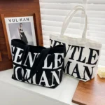 Women Printed Letter Canvas Bag Single Shoulder Tote Bag - Image 2
