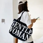 Women Printed Letter Canvas Bag Single Shoulder Tote Bag - Image 10