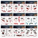 10pcs Halloween Scar Waterproof Tattoo Sticker Simulated Face Horror Stickers - Image 4