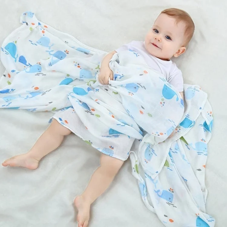 TBD06040753_B5.webp Cartoon Baby Soft Gauze Quilt Swaddle Cotton Bath Towel 117 X 117cm - Image 6