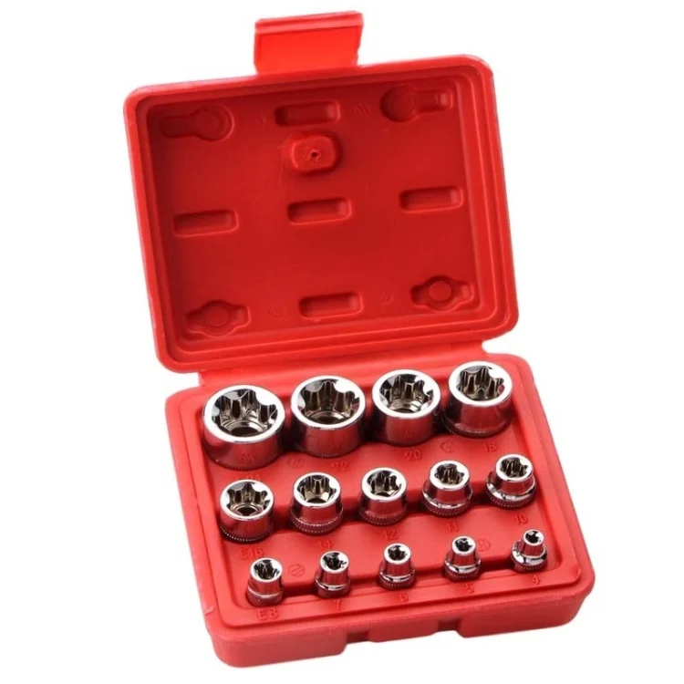 14pcs/set E-type 6-corner Plum Blossom Socket Combination Car Repair Kit Tool