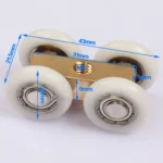Small Brass Bearing Suspension Wheel Shower Room Four Wheel Track Pulley - Image 3