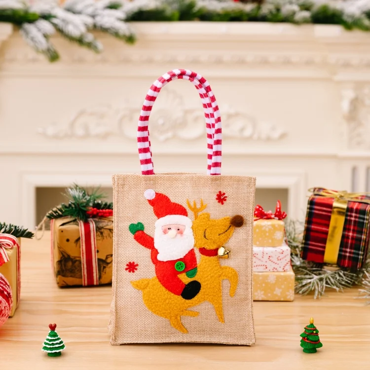 Christmas Decoration Riding Deer Tote Bag Kids Candy Cartoon Gift Bag
