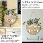 Stereoscopic DIY Home Wooden Round Welcome Door Sign Pendant Wreaths Wall Hanging Decor - Image 4