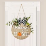 Stereoscopic DIY Home Wooden Round Welcome Door Sign Pendant Wreaths Wall Hanging Decor - Image 7