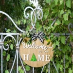 Stereoscopic DIY Home Wooden Round Welcome Door Sign Pendant Wreaths Wall Hanging Decor - Image 9