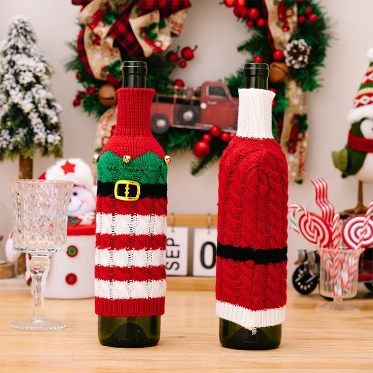 TBD06040919_B6.webp Christmas Knitted Wine Bottle Cover Festival Restaurant Decorations - Image 7