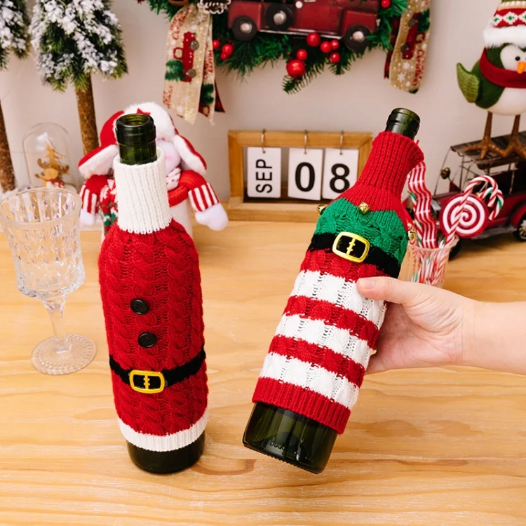 TBD06040919_B7.webp Christmas Knitted Wine Bottle Cover Festival Restaurant Decorations - Image 8