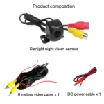 Universal Reversing Camera HD Wide Angle 12V Waterproof Starlight Night Vision Car Camera - Image 4