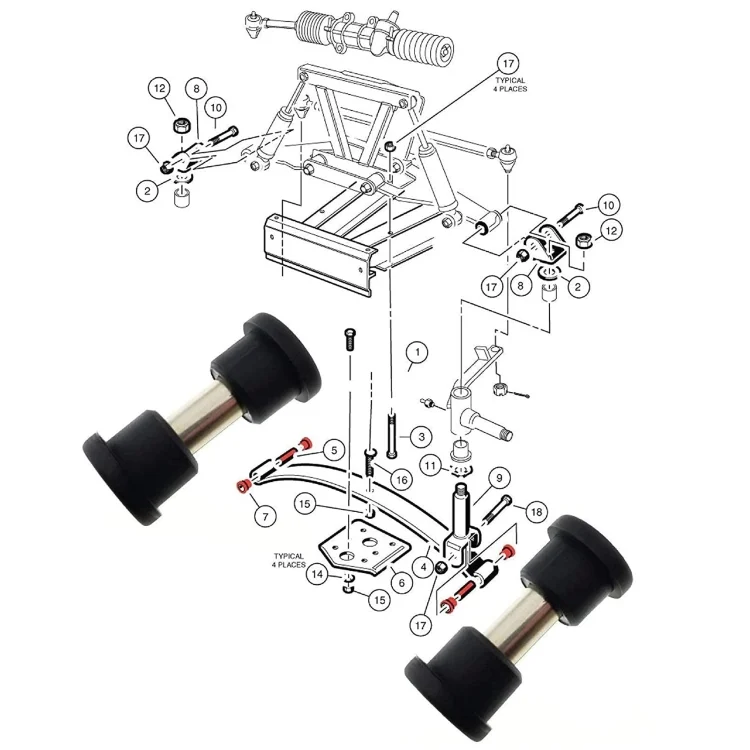 TBD06040949_B6.webp Golf Cart Front And Rear Steel Plate Rubber Sleeve Iron Sleeve Kit Leaf Spring Bushings - Image 7