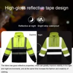 Reflective Hooded Zipper Sweatshirt Outdoor Sports Fleece Reflective Clothing - Image 5
