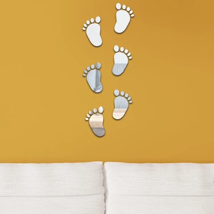 TBD0604114001A.webp 36pcs /Set Acrylic Small Feet Stereo Wall Stickers Home Decoration Soft Mirror - Image 1