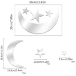 4pcs /Set Acrylic Moon Stars Mirror Wall Sticker Home Decoration Soft Mirror - Image 2