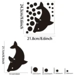 22pcs /Set Acrylic Dolphin Spitting Bubbles Mirror Wall Sticker Home Decoration Soft Mirror - Image 2