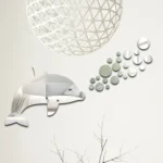 22pcs /Set Acrylic Dolphin Spitting Bubbles Mirror Wall Sticker Home Decoration Soft Mirror - Image 3