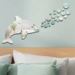 22pcs /Set Acrylic Dolphin Spitting Bubbles Mirror Wall Sticker Home Decoration Soft Mirror - Image 5