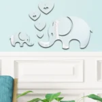 6pcs /Set Acrylic Elephant Mirror Stereo Wall Stickers Home Decoration Soft Mirror - Image 3