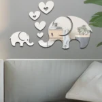 6pcs /Set Acrylic Elephant Mirror Stereo Wall Stickers Home Decoration Soft Mirror - Image 4