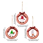 Wooden Wreath Christmas Tree Pendant Round Beaded Christmas Decoration Supplies - Image 3