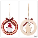 Wooden Wreath Christmas Tree Pendant Round Beaded Christmas Decoration Supplies - Image 4