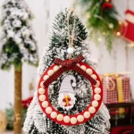 Wooden Wreath Christmas Tree Pendant Round Beaded Christmas Decoration Supplies - Image 7