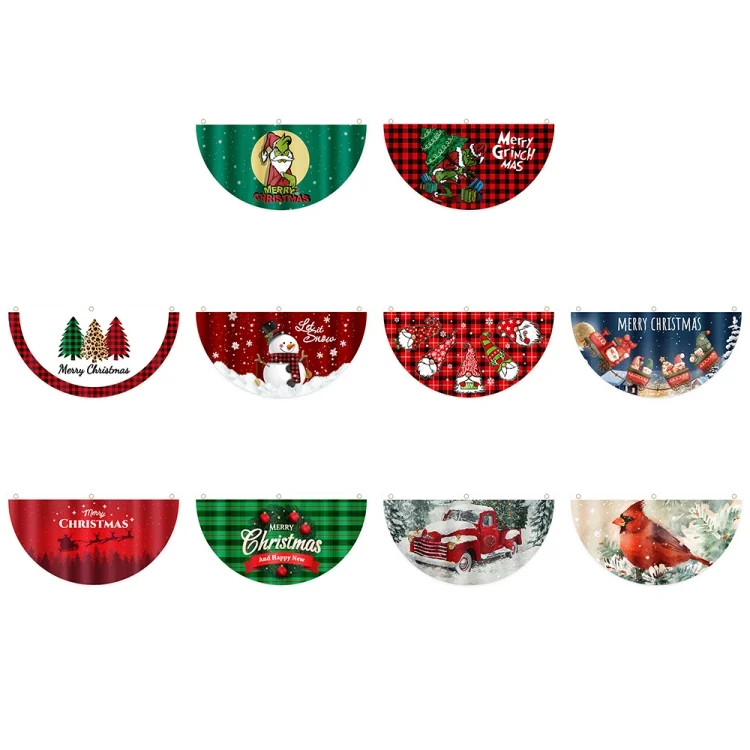 TBD06041194_B1.webp Cartoon Printed Outdoor Fan-shaped Hanging Flag Christmas Decorations - Image 2