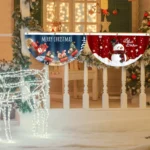 Cartoon Printed Outdoor Fan-shaped Hanging Flag Christmas Decorations - Image 4