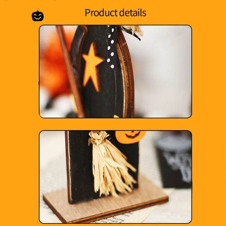 TBD06041256_B2.webp Halloween Decorations Witch Ghost Painted Wooden Ornament Party Decorative Props - Image 3