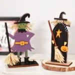 Halloween Decorations Witch Ghost Painted Wooden Ornament Party Decorative Props - Image 5
