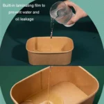 Disposable Kraft Paper Lunch Box Rectangular Round Corner Takeaway Packaging Boxes - Image 3