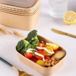 Disposable Kraft Paper Lunch Box Rectangular Round Corner Takeaway Packaging Boxes - Image 5
