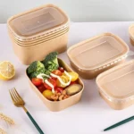 10pcs Disposable Rectangle Paper Bowl Lid Fast Food Packaging Box Cover - Image 7