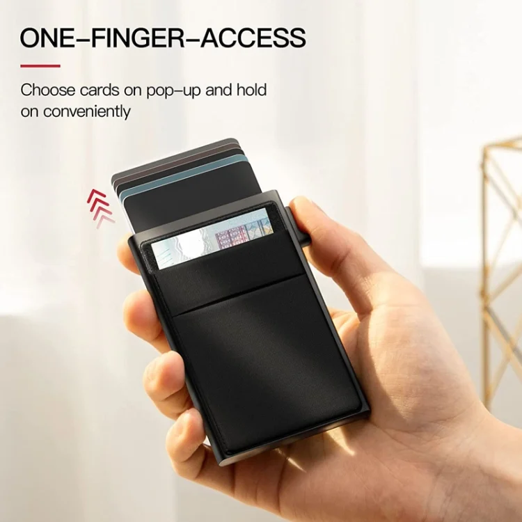 TBD06041378_B3.webp Slim Metal Wallet Pop Up Credit Card Holder RFID Blocking Men Business Card Clip - Image 4