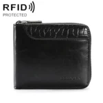 RFID Anti-Theft Swipe Mens Wallet Multifunctional Short Zipper Purse