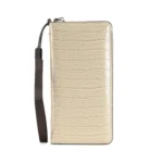 Crocodile Print Long Ladies Clutch Bag Multi Card Position Zipper Wristlet Pouch