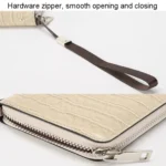 Crocodile Print Long Ladies Clutch Bag Multi Card Position Zipper Wristlet Pouch - Image 5
